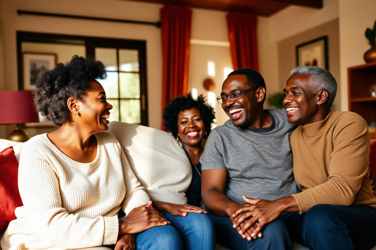 Family laughing together